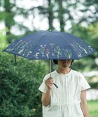 【アンドウール/AND WOOL】の〈UVカット率99%以上・一級遮光生地・晴雨兼用〉ボタニカル刺繍の日傘 (折りたたみ傘タイプ) ネイビー|ID: prp329100003908876 ipo3291000000025797160