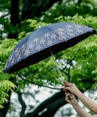 【アンドウール/AND WOOL】の〈UVカット率99%以上・一級遮光生地・晴雨兼用〉イラカ刺繍の日傘 (長傘タイプ) ネイビー|ID: prp329100003908878 ipo3291000000025797166