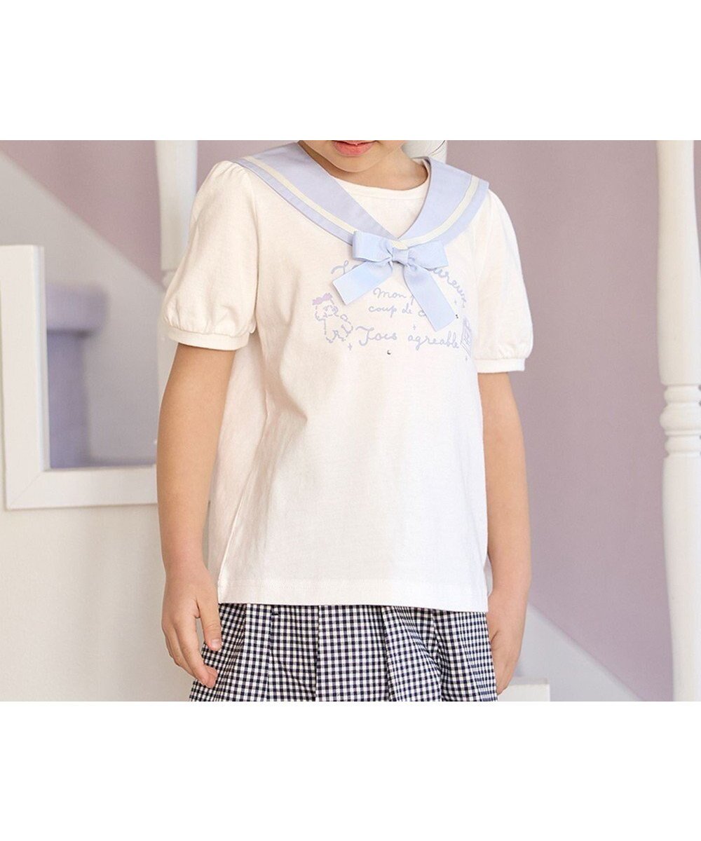 【エニファム/any FAM / KIDS】のセーラーカラー Tシャツ インテリア・キッズ・メンズ・レディースファッション・服の通販 founy(ファニー) 　ファッション　Fashion　キッズファッション　KIDS Children’s Clothing　トップス・カットソー　Tops/Tees/Kids　カットソー　Cut And Sew　フロント　Front　ポケット　Pocket　半袖　Short Sleeve　夏　Summer　春　Spring　S/S・春夏　Ss・Spring/Summer　オフホワイト|ID: prp329100003912722 ipo3291000000032523898