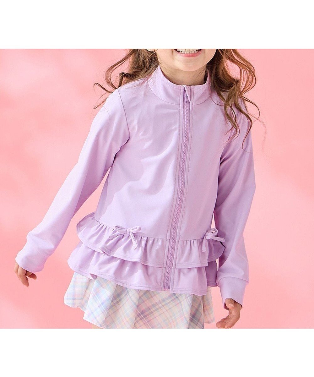 【エニファム/any FAM / KIDS】の裾フリル ラッシュガード 人気、トレンドファッション・服の通販 founy(ファニー) 　ファッション　Fashion　キッズファッション　KIDS　春　Spring　ガーリー　Girly　ストレッチ　Stretch　長袖　Long Sleeve　フリル　Frills　フロント　Front　水着　Swimsuit　ラベンダー　Lavender　リボン　Ribbon　S/S・春夏　Ss・Spring/Summer　夏　Summer　 other-1|ID: prp329100003940464 ipo3291000000026574587