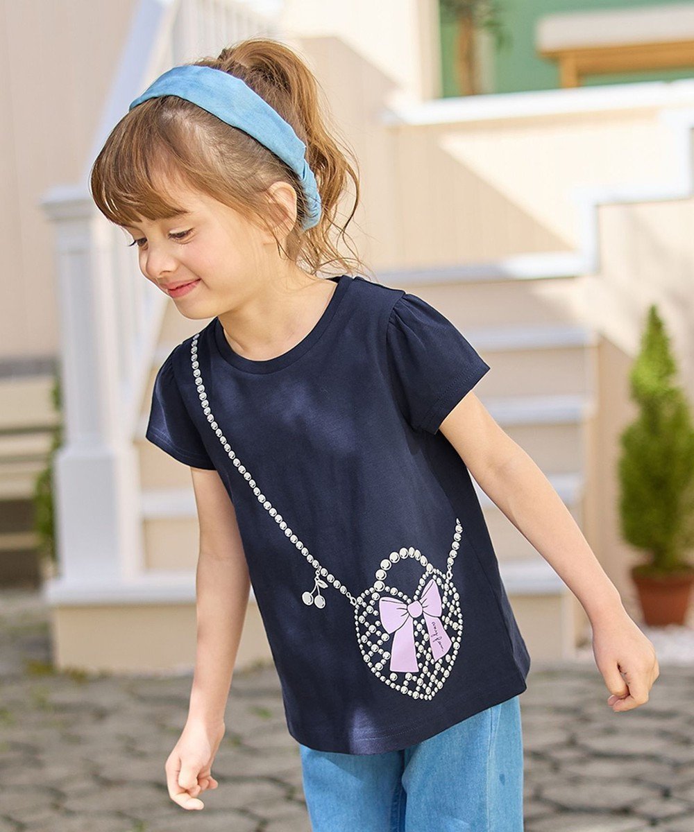 【エニファム/any FAM / KIDS】の【WEB限定】7days プリント 半袖 Tシャツ インテリア・キッズ・メンズ・レディースファッション・服の通販 founy(ファニー) 　ファッション　Fashion　キッズファッション　Fashion for Kids　トップス・カットソー　Cut & Sew Tops　春　Spring　カットソー　Cut and Sewn Top　ギャザー　Gathered, Ruffled　プリント　Print, Printed Pattern　ポケット　Pocket, Pocket Detail　半袖　Short Sleeve, Half Sleeve　ラベンダー　Lavender　S/S・春夏　SS, Spring/Summer, Warm Season　プチプライス・低価格　Affordable / Budget Price　おすすめ　Recommended / Our Picks　夏　Summer　ネイビー×ポシェット風|ID: prp329100003940465 ipo3291000000033440079