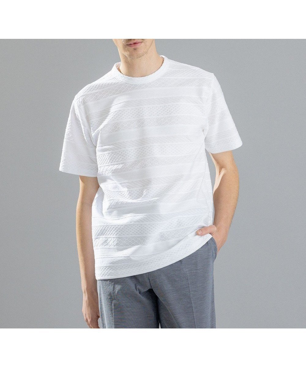 【ジョゼフ オム/JOSEPH HOMME / MEN】のジャガードボーダー クルーネックTシャツ 人気、トレンドファッション・服の通販 founy(ファニー) 　ファッション　Fashion　メンズファッション　MEN　トップス・カットソー　Tops/Tshirt/Men　シャツ　Shirts　S/S・春夏　Ss・Spring/Summer　カットソー　Cut And Sew　ジャージー　Jersey　ストレッチ　Stretch　テクスチャー　Texture　ブロッキング　Blocking　ボーダー　Border　夏　Summer　春　Spring　 other-1|ID: prp329100003944270 ipo3291000000027378556