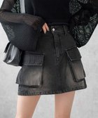 【ウィゴー/WEGO】のヴィンテージウォッシュデニムカーゴミニスカート ブラック|ID: prp329100003944574 ipo3291000000027469048