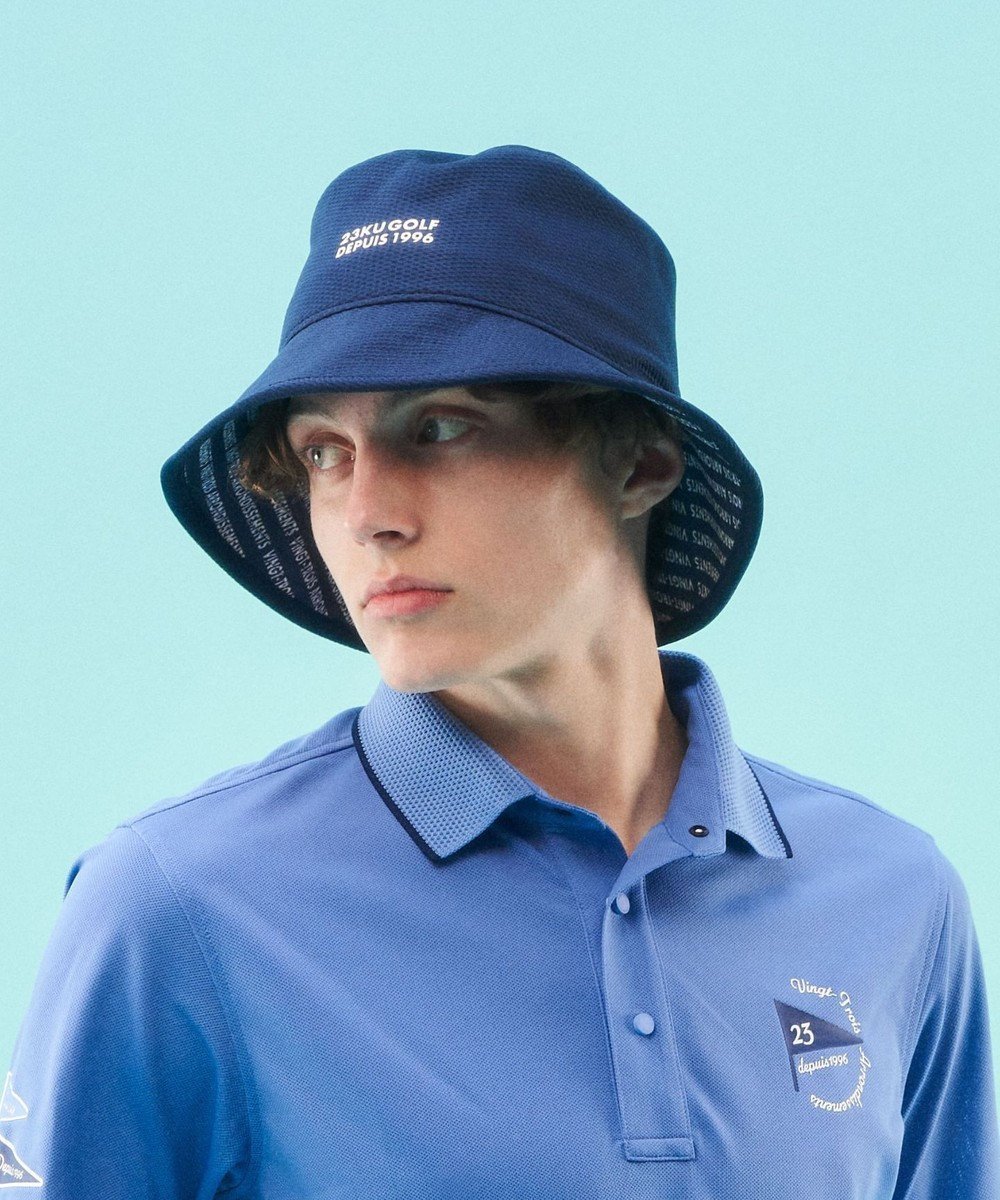 【23区 ゴルフ/23区GOLF / MEN】の【UNISEX】暑さ対策にお勧め!クーリング バケットハット インテリア・キッズ・メンズ・レディースファッション・服の通販 founy(ファニー) 　ファッション　Fashion　メンズファッション　MEN　ユニセックス　Unisex　プリント　Print　メッシュ　Mesh　ワッフル　Waffle　帽子　Hat　ネイビー系|ID: prp329100003951001 ipo3291000000027377641