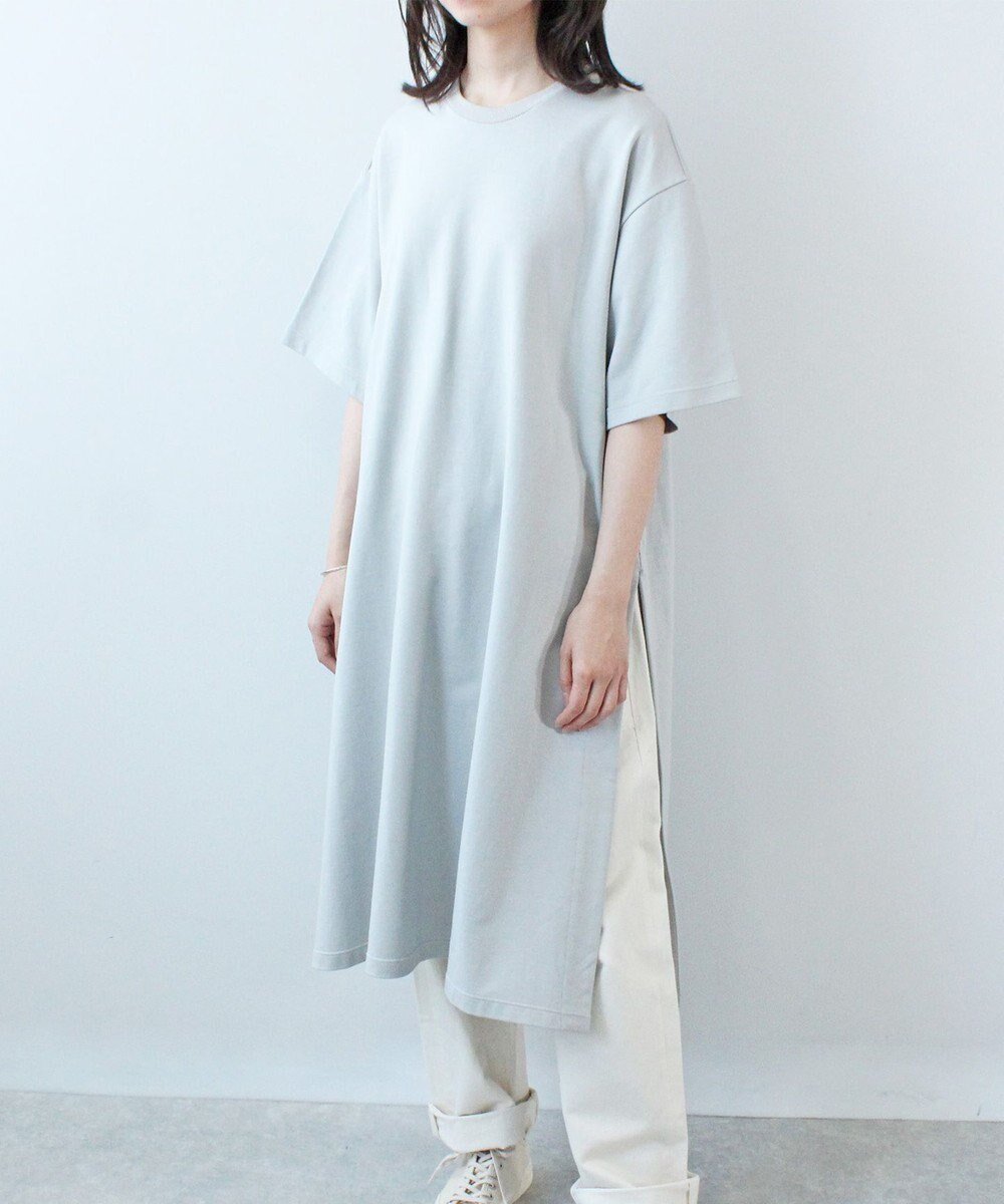 【ホワイトメイルズ/WHITE MAILS】のHIGH GAUGE URAKE HAIF SLEEVE SIDE SLIT ロングワンピース インテリア・キッズ・メンズ・レディースファッション・服の通販 founy(ファニー) 　ファッション　Fashion　レディースファッション　WOMEN　ワンピース　Dress　吸水　Water Absorption　抗菌　Antibacterial　軽量　Lightweight　スウェット　Sweat　スリット　Slit　ロング　Long　冬　Winter　A/W・秋冬　Aw・Autumn/Winter・Fw・Fall-Winter　S/S・春夏　Ss・Spring/Summer　夏　Summer　ライトグレー|ID: prp329100003952384 ipo3291000000026785458