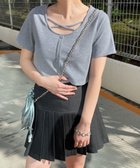 【ウィゴー/WEGO】のフロントクロスショートリブT グレー|ID:prp329100003956627