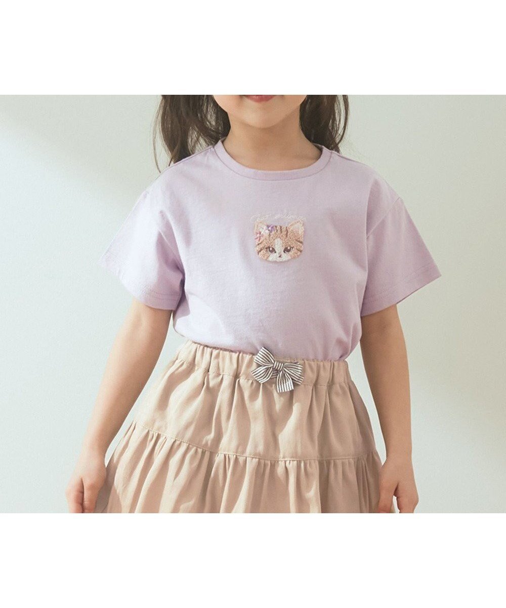 【エニファム/any FAM / KIDS】のオーガビッツアニマルサガラ刺繍Tシャツ インテリア・キッズ・メンズ・レディースファッション・服の通販 founy(ファニー) 　ファッション　Fashion　キッズファッション　KIDS　トップス・カットソー　Tops/Tees/Kids　アニマル　Animal　インド　India　春　Spring　カットソー　Cut And Sew　再入荷　Restock/Back In Stock/Re Arrival　S/S・春夏　Ss・Spring/Summer　おすすめ　Recommend　夏　Summer　ラベンダー×ネコ|ID: prp329100003965088 ipo3291000000026573824