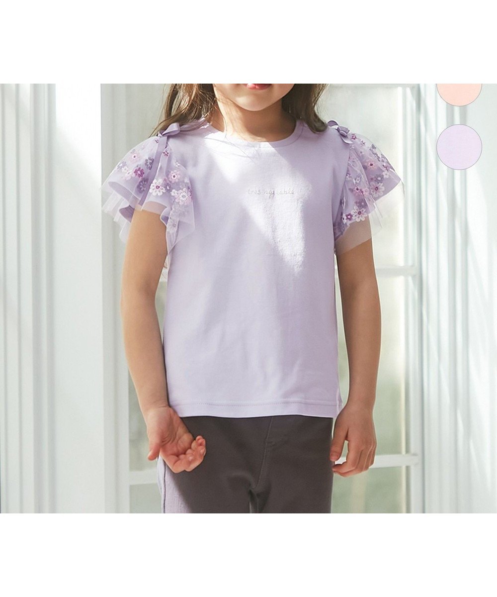 【エニファム/any FAM / KIDS】のフラワーチュール半袖Tシャツ 人気、トレンドファッション・服の通販 founy(ファニー) 　ファッション　Fashion　キッズファッション　KIDS　トップス・カットソー　Tops/Tees/Kids　S/S・春夏　Ss・Spring/Summer　カットソー　Cut And Sew　シンプル　Simple　レース　Race　エレガント 上品　Elegant　再入荷　Restock/Back In Stock/Re Arrival　半袖　Short Sleeve　夏　Summer　春　Spring　楽ちん　Easy　 other-1|ID: prp329100003965089 ipo3291000000026851842