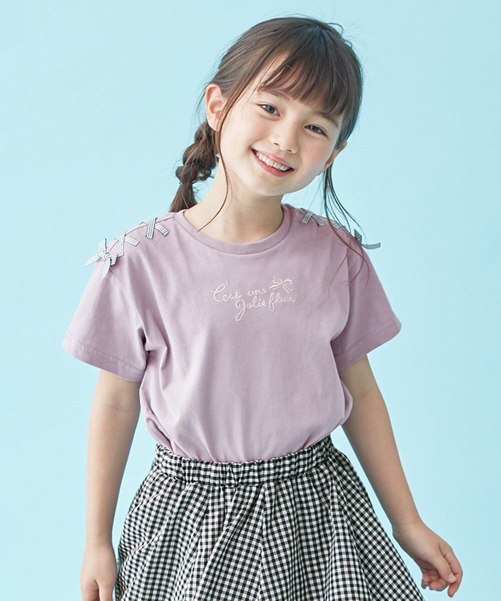 【エニファム/any FAM / KIDS】の接触冷感レースアップTシャツ 人気、トレンドファッション・服の通販 founy(ファニー) 　ファッション　Fashion　キッズファッション　KIDS　トップス・カットソー　Tops/Tees/Kids　S/S・春夏　Ss・Spring/Summer　カットソー　Cut And Sew　リボン　Ribbon　レース　Race　人気　Popularity　再入荷　Restock/Back In Stock/Re Arrival　夏　Summer　春　Spring　洗える　Washable　 other-1|ID: prp329100003965090 ipo3291000000026663636