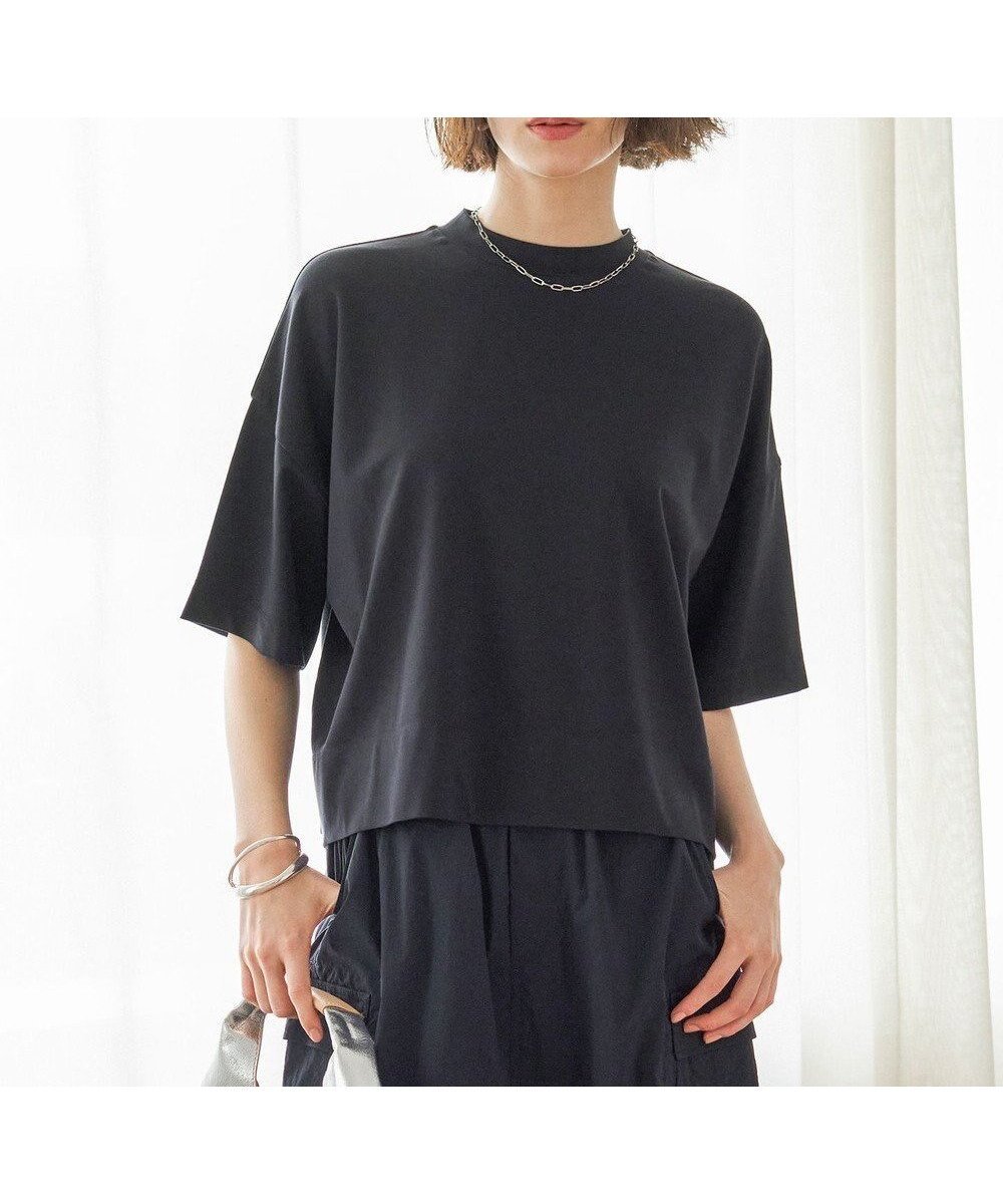 【アンフィーロ 自由区/UNFILO】の【洗える/接触冷感】BEAUTY FORM クロップドワイドTシャツ インテリア・キッズ・メンズ・レディースファッション・服の通販 founy(ファニー) 　ファッション　Fashion　レディースファッション　Fashion for Women　トップス・カットソー　Cut & Sew Tops　シャツ・ブラウス・オフィスカジュアル　Elegant Blouses & Button-Ups　ロングTシャツ・Tシャツ　Longline T-Shirts & Tees　カットソー・ベーシックTシャツ　Cut-and-Sewn Tops / Stretch Tees & Basics　春　Spring　洗える　Machine Washable　カットソー　Cut and Sewn Top　クロップド　Cropped, Short Length　軽量　Lightweight, Ultra Light　シンプル　Simple, Minimal　ストレッチ　Stretch, Stretchy Fabric　雑誌　Magazine, Fashion Magazine　バランス　Balance, Style Balance　ボトム　Bottoms, Lower Wear　ワイド　Wide, Wide Fit　S/S・春夏　SS, Spring/Summer, Warm Season　おすすめ　Recommended / Our Picks　夏　Summer　ネイビー|ID: prp329100003975278 ipo3291000000029650231