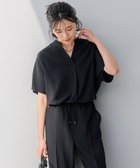 【23区/NIJYUSANKU】の【洗える】ストレッチジョーゼット フレンチスリーブ カットソー ブラック系|ID:prp329100003990543