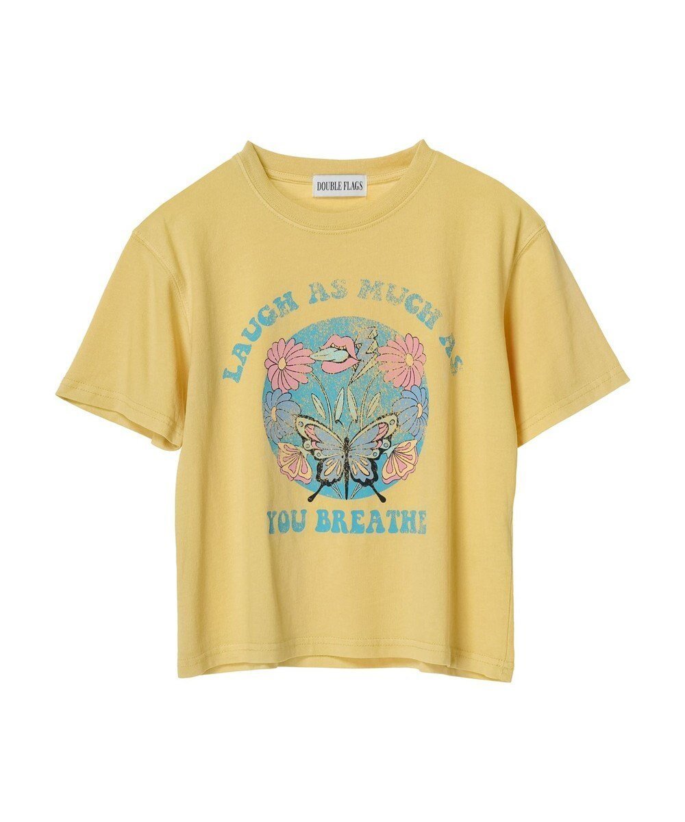【グリーンパークス/Green Parks】の・Double Flagsウ゛ィンテージライクプリントT インテリア・キッズ・メンズ・レディースファッション・服の通販 founy(ファニー) 　ファッション　Fashion　レディースファッション　WOMEN　トップス・カットソー　Tops/Tshirt　シャツ/ブラウス　Shirts/Blouses　ロング / Tシャツ　T-Shirts　カットソー　Cut and Sewn　S/S・春夏　Ss・Spring/Summer　カットソー　Cut And Sew　フィット　Fit　フロント　Front　プリント　Print　ポケット　Pocket　夏　Summer　春　Spring　Yellow|ID: prp329100003995186 ipo3291000000026400880