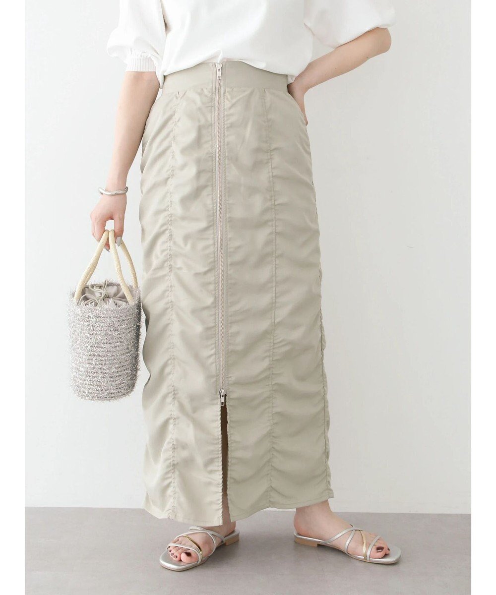 【グリーンパークス/Green Parks】の・ELENCARE DUE シャーリングWーZIPスカート インテリア・キッズ・メンズ・レディースファッション・服の通販 founy(ファニー) 　ファッション　Fashion　レディースファッション　WOMEN　スカート　Skirt　S/S・春夏　Ss・Spring/Summer　おすすめ　Recommend　シャーリング　Shirring　ダブル　Double　フィット　Fit　フロント　Front　ポケット　Pocket　夏　Summer　春　Spring　Gray Beige|ID: prp329100004004128 ipo3291000000026584309