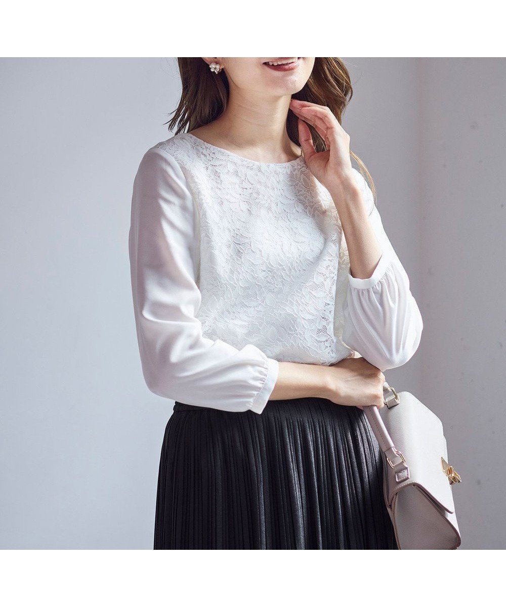 【エニィ スィス/any SiS】の【洗える】レイヤードレース ブラウス インテリア・キッズ・メンズ・レディースファッション・服の通販 founy(ファニー) 　ファッション　Fashion　レディースファッション　Fashion for Women　トップス・カットソー　Cut & Sew Tops　シャツ・ブラウス・オフィスカジュアル　Elegant Blouses & Button-Ups　春　Spring　洗える　Machine Washable　シンプル　Simple, Minimal　ジャケット　Jacket, Outerwear　ジョーゼット　Georgette, Semi-Sheer Fabric　フェミニン　Feminine, Girly　フラワー　Flower, Floral　ボトム　Bottoms, Lower Wear　レース　Lace, Lace Fabric　S/S・春夏　SS, Spring/Summer, Warm Season　夏　Summer　エレガント 上品　Elegant　セレモニー　Ceremony　新作・新入荷　New Arrivals / New In　ビジネス 仕事 通勤　Business / Work / Commuting　オフ|ID: prp329100004014720 ipo3291000000032675910