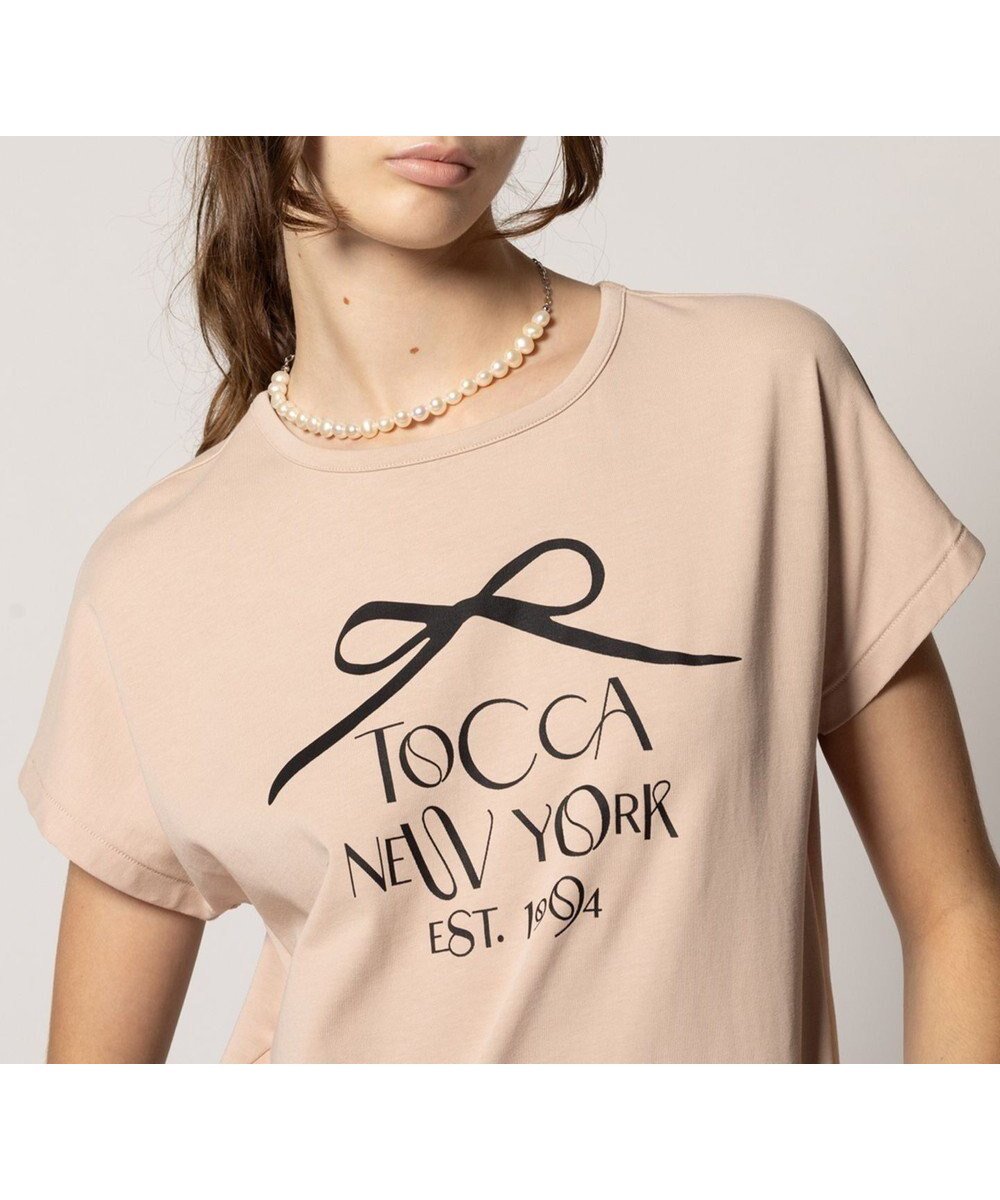 【トッカ/TOCCA】の【接触冷感・UV90%以上カット・洗える!】DANCING RIBBON Tシャツ インテリア・キッズ・メンズ・レディースファッション・服の通販 founy(ファニー) 　ファッション　Fashion　レディースファッション　WOMEN　トップス・カットソー　Tops/Tshirt　シャツ/ブラウス　Shirts/Blouses　ロング / Tシャツ　T-Shirts　カットソー　Cut and Sewn　S/S・春夏　Ss・Spring/Summer　カットソー　Cut And Sew　リボン　Ribbon　夏　Summer　春　Spring　洗える　Washable　ピンク系|ID: prp329100004020737 ipo3291000000027728092