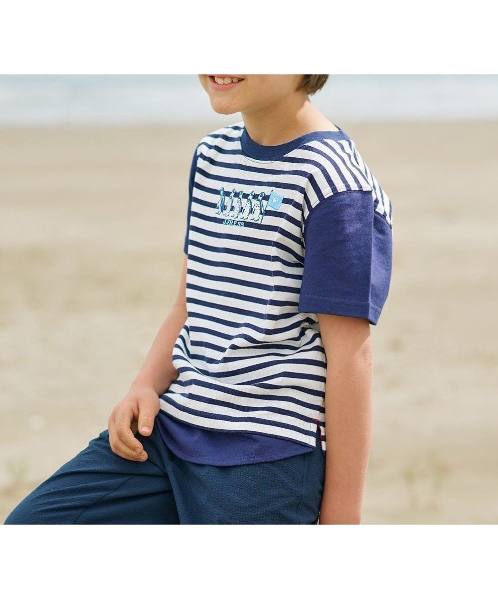 【ジェイ プレス/J.PRESS / KIDS】の【110-130cm】フンボルトペンギンTシャツ インテリア・キッズ・メンズ・レディースファッション・服の通販 founy(ファニー) 　ファッション　Fashion　キッズファッション　KIDS　トップス・カットソー　Tops/Tees/Kids　春　Spring　カットソー　Cut And Sew　コラボ　Collaboration　スマホ　Smartphone　人気　Popularity　ブロッキング　Blocking　ボーダー　Border　無地　Plain Color　ワンポイント　One Point　S/S・春夏　Ss・Spring/Summer　夏　Summer　ネイビー系1|ID: prp329100004025170 ipo3291000000026715617