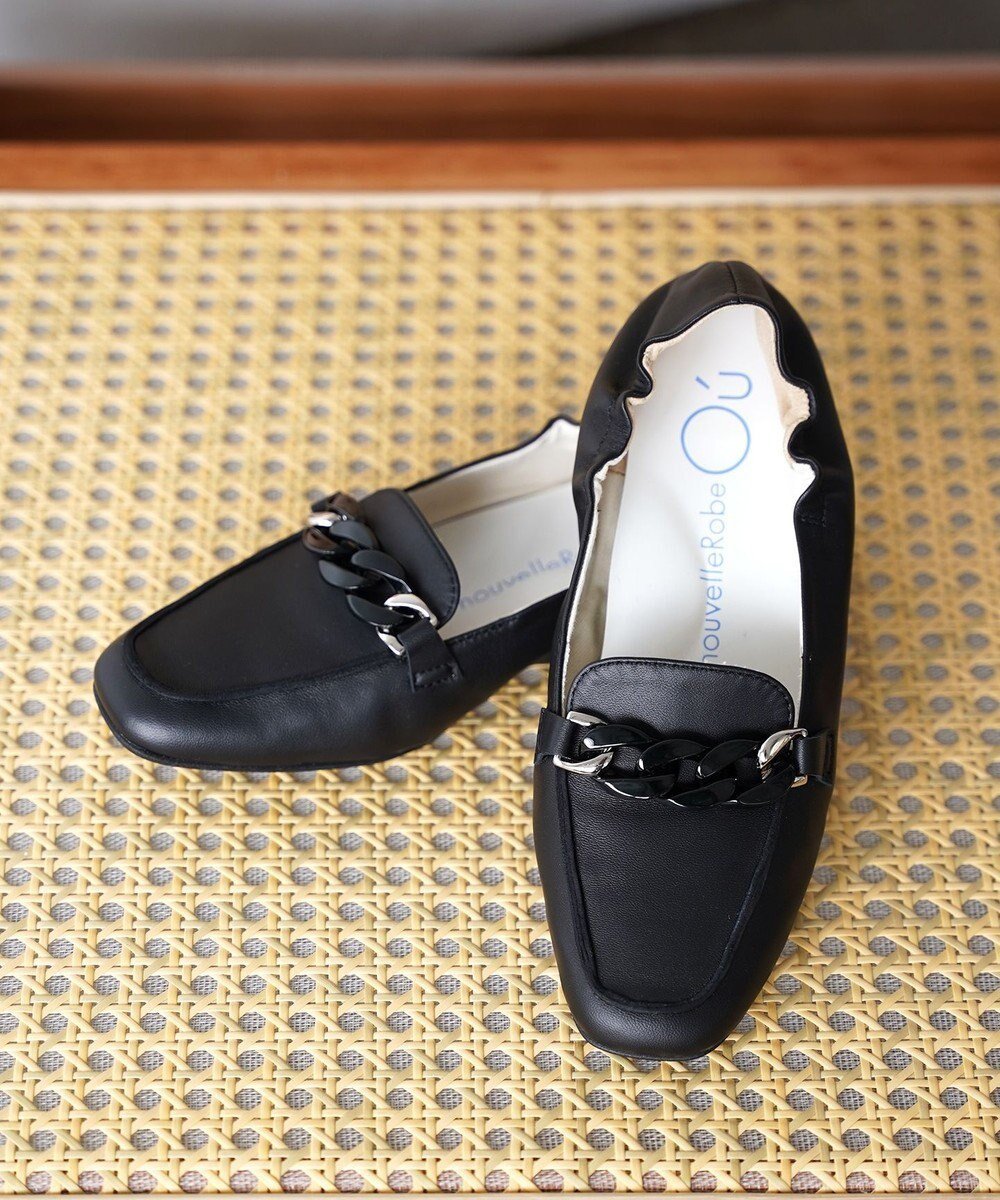 【ヌーベルローブオウ/nouvelleRobe Ou】の【本革・高反発・抗菌】Bit loafers スクエアトゥ ローファー インテリア・キッズ・メンズ・レディースファッション・服の通販 founy(ファニー) 　ファッション　Fashion　レディースファッション　WOMEN　クッション　Cushion　抗菌　Antibacterial　シューズ　Shoes　シルバー　Silver　スウェード　Suede　フィット　Fit　フラット　Flat　おすすめ　Recommend　ビジネス 仕事 通勤　Business　ブラック|ID: prp329100004026220 ipo3291000000028484111