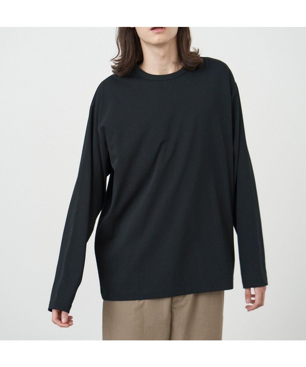 【エイトン/ATON】のDRY COTTON JERSEY ロングスリーブTシャツ - UNISEX インテリア・キッズ・メンズ・レディースファッション・服の通販 founy(ファニー) 　ファッション　Fashion　レディースファッション　WOMEN　トップス・カットソー　Tops/Tshirt　シャツ/ブラウス　Shirts/Blouses　ロング / Tシャツ　T-Shirts　カットソー　Cut and Sewn　ユニセックス　Unisex　インナー　Inner　カットソー　Cut And Sew　ジャケット　Jacket　ジャージ　Jersey　スリーブ　Sleeve　セーター　Sweater　モックネック　Mock Neck　リラックス　Relax　ロング　Long　吸水　Water Absorption　A/W・秋冬　Aw・Autumn/Winter・Fw・Fall-Winter　長袖　Long Sleeve　BLACK|ID: prp329100004049603 ipo3291000000027154419