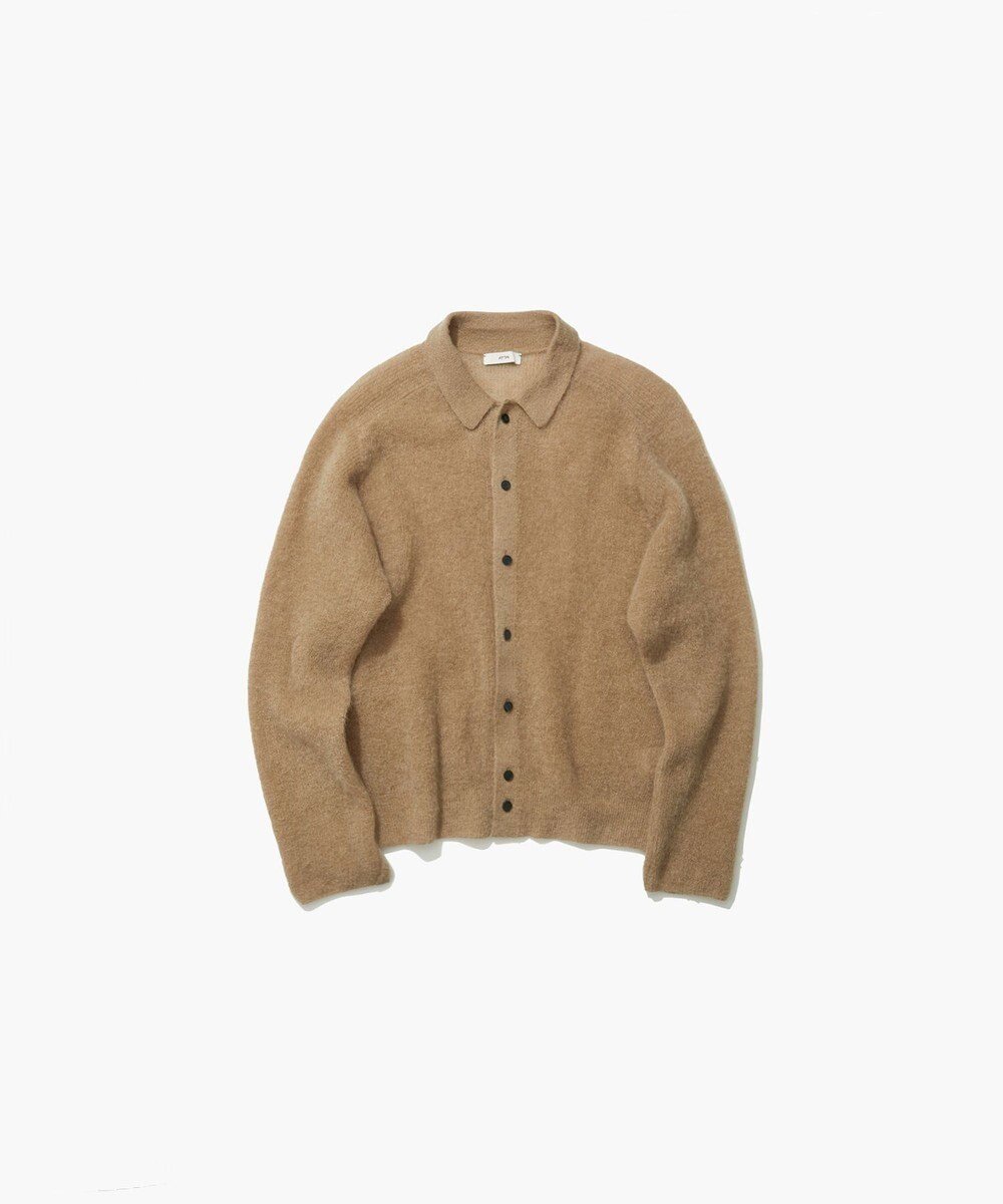 【エイトン/ATON】のSUPER KID MOHAIR ポロカーディガン インテリア・キッズ・メンズ・レディースファッション・服の通販 founy(ファニー) 　ファッション　Fashion　レディースファッション　WOMEN　トップス・カットソー　Tops/Tshirt　ニット　Knit Tops　カーディガン　Cardigans　A/W・秋冬　Aw・Autumn/Winter・Fw・Fall-Winter　インナー　Inner　カーディガン　Cardigan　シアー　Sheer　ジャケット　Jacket　セーター　Sweater　モヘヤ　Mohair　レギュラー　Regular　畦　Ridge　BEIGE|ID: prp329100004049629 ipo3291000000027154555