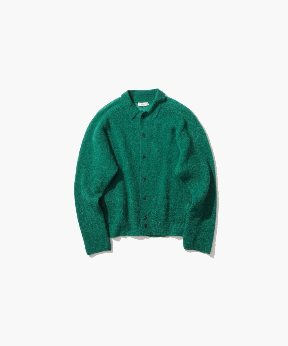 【エイトン/ATON】のSUPER KID MOHAIR ポロカーディガン インテリア・キッズ・メンズ・レディースファッション・服の通販 founy(ファニー) 　ファッション　Fashion　レディースファッション　WOMEN　トップス・カットソー　Tops/Tshirt　ニット　Knit Tops　カーディガン　Cardigans　A/W・秋冬　Aw・Autumn/Winter・Fw・Fall-Winter　インナー　Inner　カーディガン　Cardigan　シアー　Sheer　ジャケット　Jacket　セーター　Sweater　モヘヤ　Mohair　レギュラー　Regular　畦　Ridge　GREEN|ID: prp329100004049629 ipo3291000000027154556