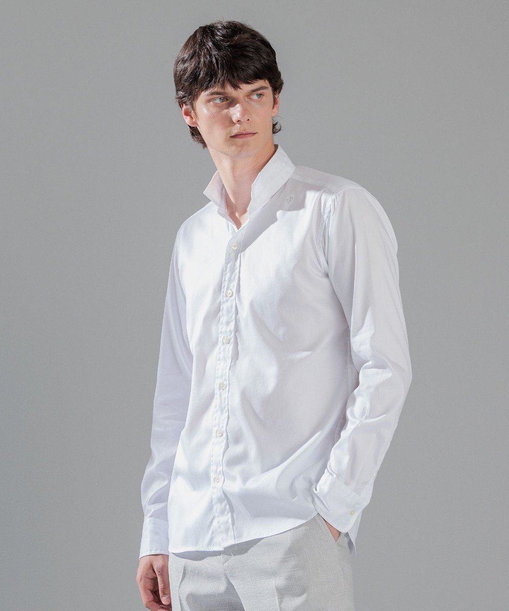 【ジョゼフ オム/JOSEPH HOMME / MEN】の80/2 オックス ウイングカラーシャツ インテリア・キッズ・メンズ・レディースファッション・服の通販 founy(ファニー) 　ファッション　Fashion　メンズファッション　MEN　トップス・カットソー　Tops/Tshirt/Men　シャツ　Shirts　A/W・秋冬　Aw・Autumn/Winter・Fw・Fall-Winter　S/S・春夏　Ss・Spring/Summer　オックス　Ox　シェイプ　Shape　ストレッチ　Stretch　エレガント 上品　Elegant　夏　Summer　定番　Standard　長袖　Long Sleeve　ホワイト系|ID: prp329100004052746 ipo3291000000029140722