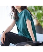 【エニィファム/any FAM】の【UVケア/接触冷感】モックネックフレンチスリーブTシャツ ピーコックグリーン|ID:prp329100004052831