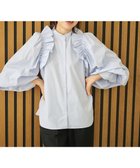 【ハッシュニュアンス/#Newans】の【洗濯機可能/シワになりにくい】〈春名亜美さんコラボ〉ショルダーフリルブラウス サックス|ID: prp329100004053881 ipo3291000000031968706