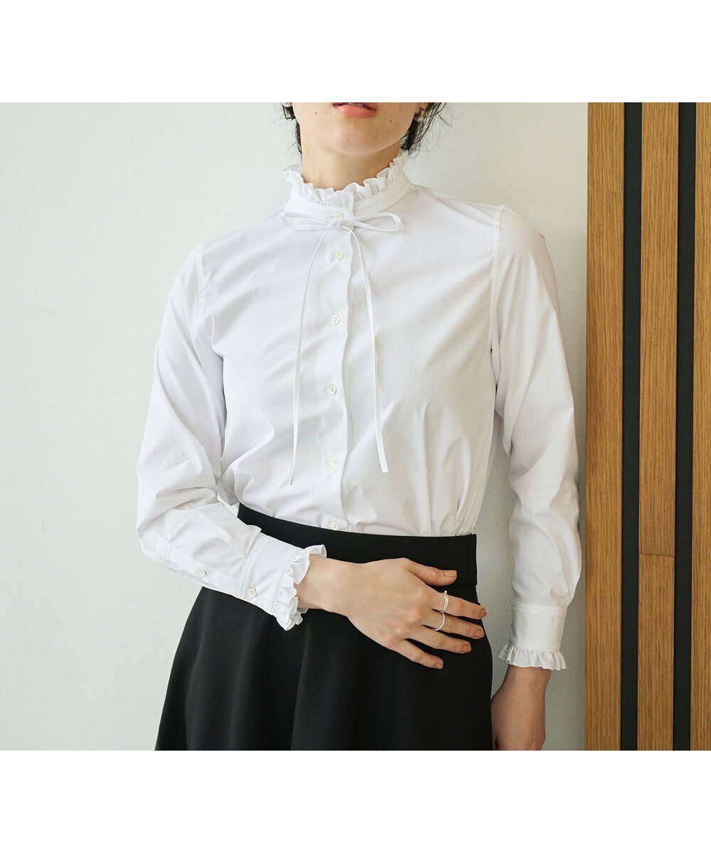 【ハッシュニュアンス/#Newans】のフリルカラーノーブルブラウス 人気、トレンドファッション・服の通販 founy(ファニー) ファッション Fashion レディースファッション Fashion for Women トップス・カットソー Cut & Sew Tops シャツ・ブラウス・オフィスカジュアル Elegant Blouses & Button-Ups おすすめ Recommended / Our Picks ジャケット Jacket, Outerwear フェミニン Feminine, Girly フリル Frill, Ruffle リボン Ribbon, Bow エレガント 上品 Elegant 洗える Machine Washable A/W・秋冬 Autumn/Winter other-1|ID: prp329100004053886 ipo3291000000033684656