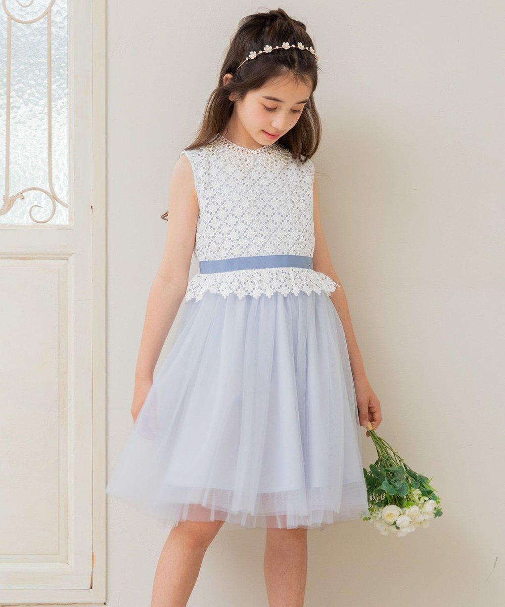 【組曲 / KIDS/KUMIKYOKU】の【110-140㎝】フラワーレース ドレス インテリア・キッズ・メンズ・レディースファッション・服の通販 founy(ファニー) 　ファッション　Fashion　キッズファッション　Fashion for Kids　ワンピース　Dresses　スカラップ　Scallop, Scalloped Edge　チュール　Tulip, Tulip Motif　ドレス　Dress, One-Piece　フラワー　Flower, Floral　プレート　Plate, Dish　レース　Lace, Lace Fabric　A/W・秋冬　Autumn/Winter　サックスブルー系|ID: prp329100004060659 ipo3291000000033451074