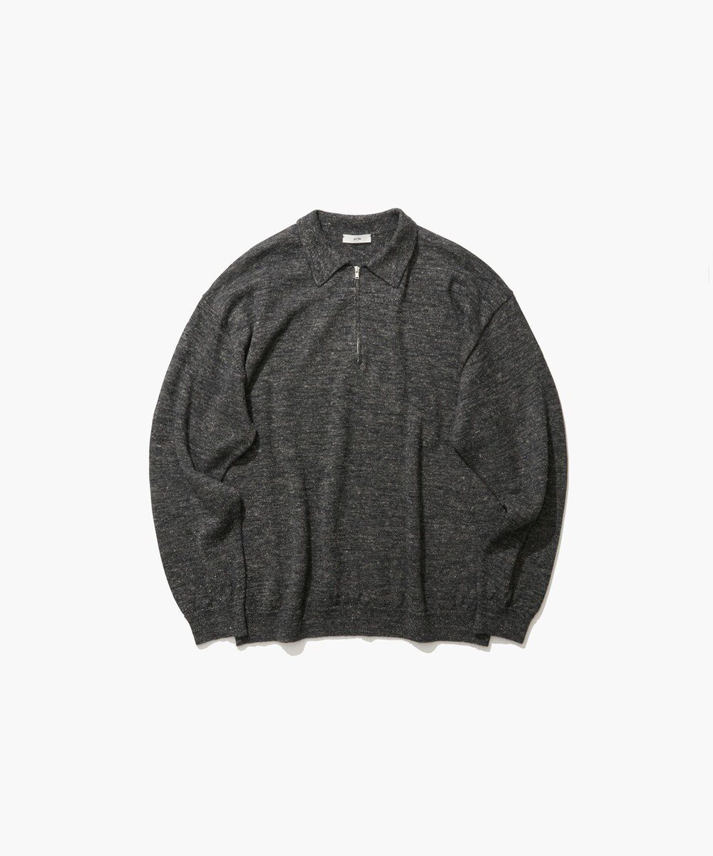 【エイトン/ATON】のBABY ALPACA LINEN ジップアップポロセーター - UNISEX インテリア・キッズ・メンズ・レディースファッション・服の通販 founy(ファニー) 　ファッション　Fashion　レディースファッション　WOMEN　トップス・カットソー　Tops/Tshirt　ニット　Knit Tops　ユニセックス　Unisex　グラデーション　Gradation　スウェット　Sweat　セーター　Sweater　ベビー　Baby　リネン　Linen　リラックス　Relax　夏　Summer　A/W・秋冬　Aw・Autumn/Winter・Fw・Fall-Winter　CHARCOAL GRAY|ID: prp329100004060670 ipo3291000000027345288