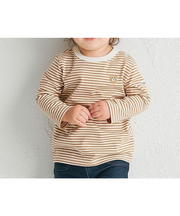 【ミキハウスホットビスケッツ/MIKI HOUSE HOT BISCUITS / KIDS】の【70-120cm】【Everyday Series】ワンポイント ボーダー長袖Tシャツ インテリア・キッズ・メンズ・レディースファッション・服の通販 founy(ファニー) https://founy.com/ ファッション Fashion キッズファッション KIDS トップス・カットソー Tops/Tees/Kids A/W・秋冬 Aw・Autumn/Winter・Fw・Fall-Winter S/S・春夏 Ss・Spring/Summer おすすめ Recommend カットソー Cut And Sew ベーシック Basic ボーダー Border ワンポイント One Point 夏 Summer 定番 Standard 長袖 Long Sleeve |ID: prp329100004065926 ipo3291000000027449725