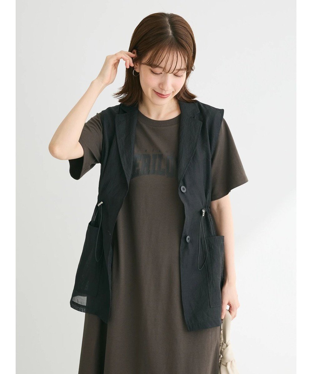 【グリーンパークス/Green Parks】のシアーベスト 人気、トレンドファッション・服の通販 founy(ファニー) 　ファッション　Fashion　レディースファッション　WOMEN　アウター　Coat Outerwear　トップス・カットソー　Tops/Tshirt　ベスト/ジレ　Gilets/Vests　A/W・秋冬　Aw・Autumn/Winter・Fw・Fall-Winter　シアー　Sheer　ドローコード　Draw Cord　ベスト　Vest　ペプラム　Peplum　ポケット　Pocket　エレガント 上品　Elegant　定番　Standard　 other-1|ID: prp329100004065984 ipo3291000000027405551