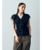 【イェッカ ヴェッカ/YECCA VECCA】のチュールラッフルノースリーブカーディガン Black|ID: prp329100004077867 ipo3291000000027544154