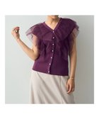 【イェッカ ヴェッカ/YECCA VECCA】のチュールラッフルノースリーブカーディガン Purple|ID: prp329100004077867 ipo3291000000027544156