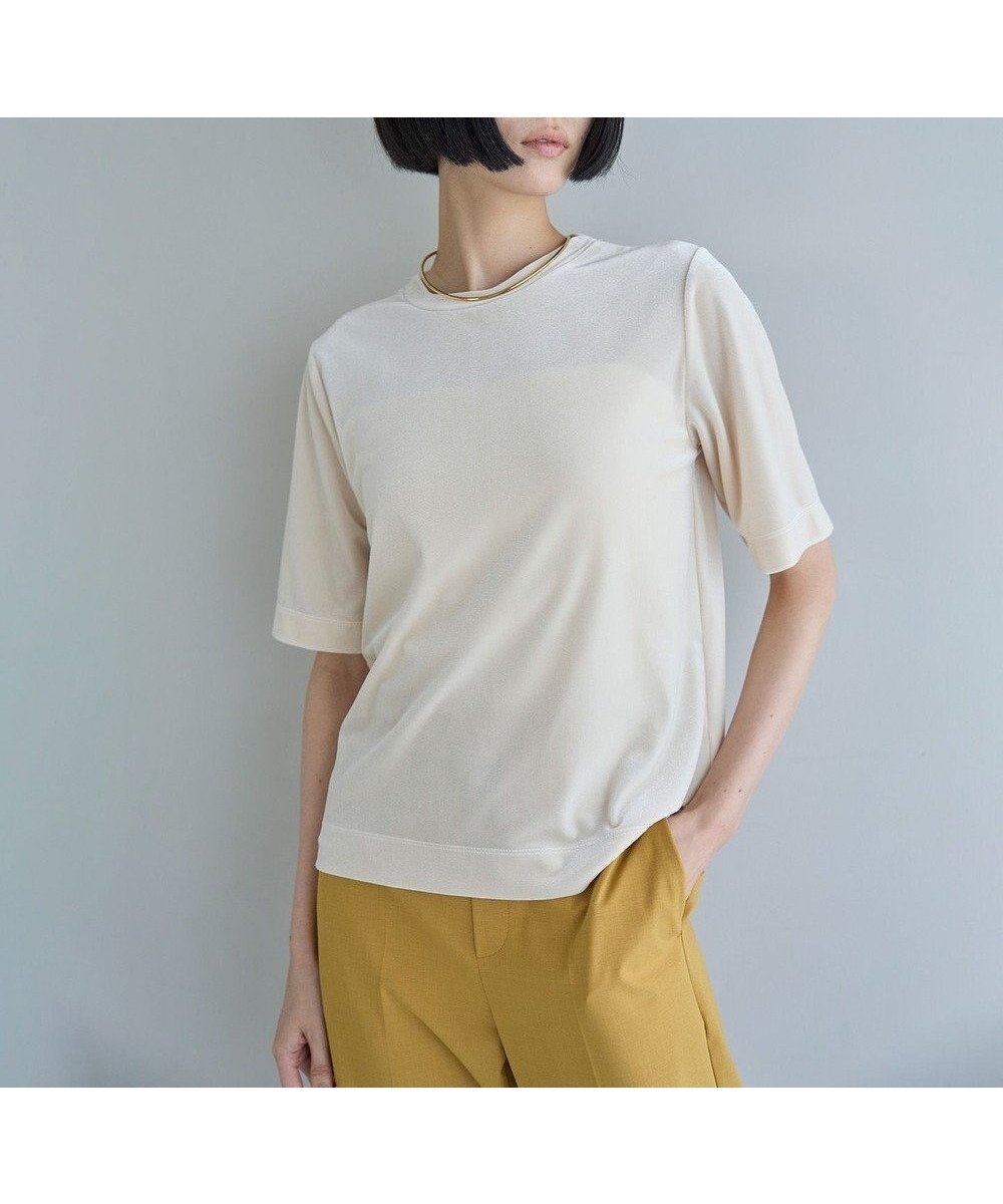 【アンフィーロ 自由区/UNFILO】の【接触冷感/UVカット】ストレッチ ベロアTシャツ インテリア・キッズ・メンズ・レディースファッション・服の通販 founy(ファニー) 　ファッション　Fashion　レディースファッション　WOMEN　トップス・カットソー　Tops/Tshirt　シャツ/ブラウス　Shirts/Blouses　ロング / Tシャツ　T-Shirts　カットソー　Cut and Sewn　ベロア　Velour　カットソー　Cut And Sew　シンプル　Simple　ストレッチ　Stretch　雑誌　Magazine　ベロア　Velor　ベーシック　Basic　A/W・秋冬　Aw・Autumn/Winter・Fw・Fall-Winter　夏　Summer　エレガント 上品　Elegant　クリーム|ID: prp329100004078205 ipo3291000000031038219