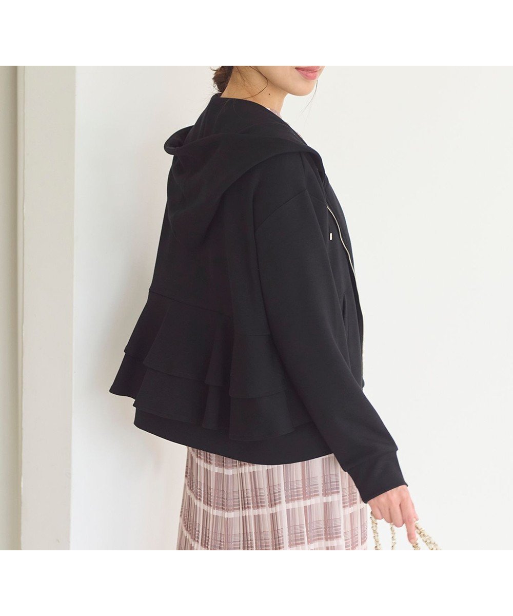 【フェルゥ/Feroux】の【洗える】バックフリル ダンボールパーカー インテリア・キッズ・メンズ・レディースファッション・服の通販 founy(ファニー) 　ファッション　Fashion　レディースファッション　WOMEN　トップス・カットソー　Tops/Tshirt　パーカ　Sweats　洗える　Washable　秋　Autumn/Fall　カットソー　Cut And Sew　タートルネック　Turtleneck　なめらか　Smooth　長袖　Long Sleeve　パーカー　Hoodie　フォルム　Form　フリル　Frills　半袖　Short Sleeve　リボン　Ribbon　冬　Winter　A/W・秋冬　Aw・Autumn/Winter・Fw・Fall-Winter　S/S・春夏　Ss・Spring/Summer　おすすめ　Recommend　夏　Summer　ブラック系|ID: prp329100004086780 ipo3291000000031941551