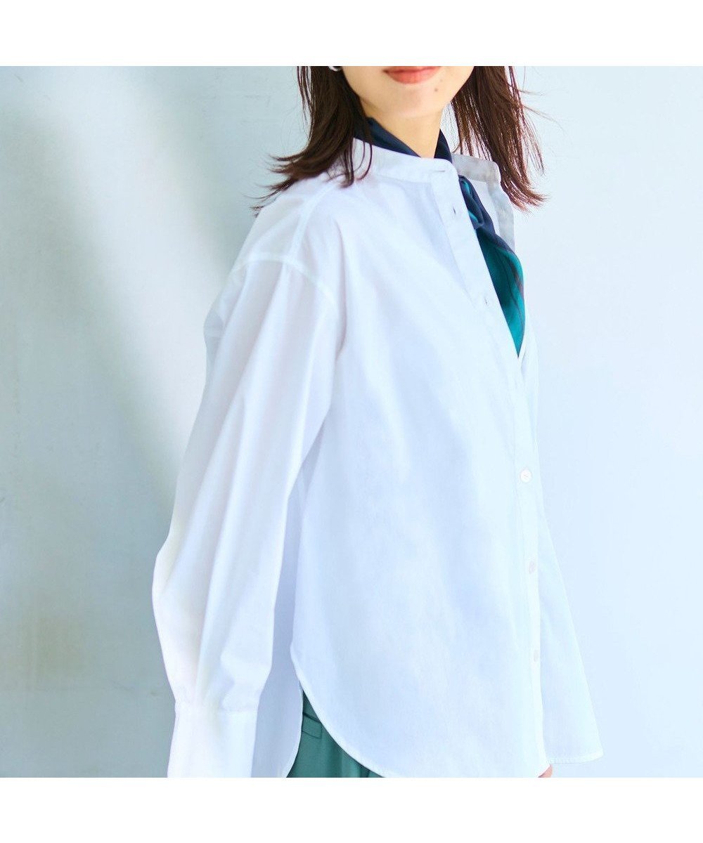 【自由区/JIYU-KU】の【スタイリストコラボ・洗える】SOMELOSバンドカラー シャツ インテリア・キッズ・メンズ・レディースファッション・服の通販 founy(ファニー) 　ファッション　Fashion　レディースファッション　WOMEN　トップス・カットソー　Tops/Tshirt　シャツ/ブラウス　Shirts/Blouses　洗える　Washable　カフス　Cuffs　コラボ　Collaboration　ジャケット　Jacket　ストライプ　Stripe　ストレッチ　Stretch　スリット　Slit　雑誌　Magazine　ダブル　Double　定番　Standard　フロント　Front　無地　Plain Color　A/W・秋冬　Aw・Autumn/Winter・Fw・Fall-Winter　ホワイト|ID: prp329100004088235 ipo3291000000031968264