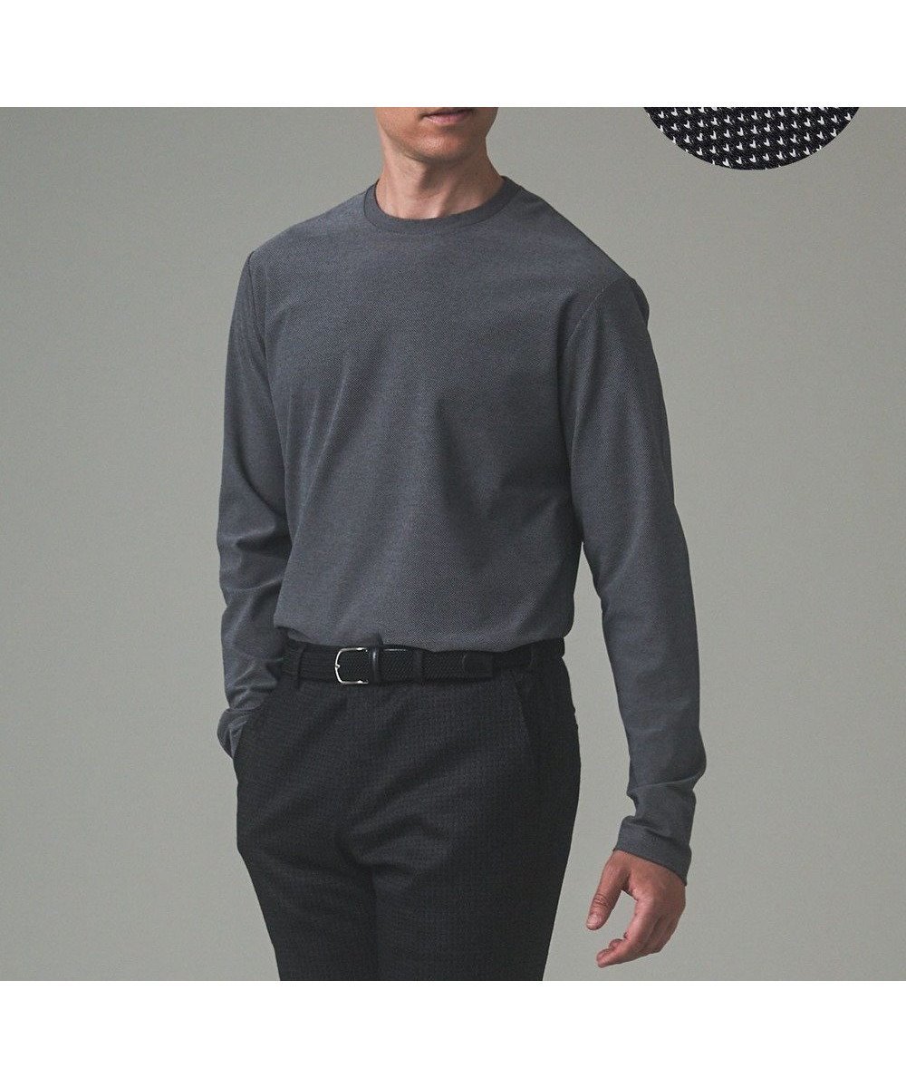 【五大陸/gotairiku / MEN】のジャケットのインナーに最適【WEB 一部店舗限定】キレイ目 鹿の子 ビズ長袖Tシャツ インテリア・キッズ・メンズ・レディースファッション・服の通販 founy(ファニー) 　ファッション　Fashion　メンズファッション　Fashion for Men　トップス・カットソー　Cut & Sew Tops　メンズシャツ　Shirts　イタリア　Italy　インナー　Innerwear　春　Spring　カットソー　Cut and Sewn Top　鹿の子　Piqué, Kanoko Fabric　シェイプ　Shape, Slim Fit　ジャケット　Jacket, Outerwear　長袖　Long Sleeve, Full Sleeve　パターン　Pattern, Design Print　ボトム　Bottoms, Lower Wear　半袖　Short Sleeve, Half Sleeve　A/W・秋冬　Autumn/Winter　S/S・春夏　SS, Spring/Summer, Warm Season　夏　Summer　エレガント 上品　Elegant　ライトグレー系|ID: prp329100004093923 ipo3291000000033654386