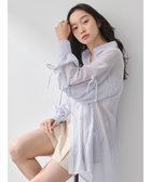 【アースミュージックアンドエコロジー/earth music&ecology】の袖スリットリボンロングシャツ 人気、トレンドファッション・服の通販 founy(ファニー) ファッション Fashion レディースファッション WOMEN トップス・カットソー Tops/Tshirt シャツ/ブラウス Shirts/Blouses A/W・秋冬 Aw・Autumn/Winter・Fw・Fall-Winter おすすめ Recommend シアー Sheer ストライプ Stripe スリット Slit トレンド Trend フェミニン Feminine ボトム Bottom ポケット Pocket リボン Ribbon ロング Long ワイド Wide thumbnail Navy|ID: prp329100004093998 ipo3291000000027747598