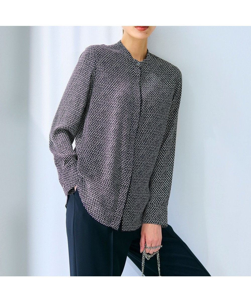 【アイシービー/iCB】の【接触冷感・UVケア・速乾・洗える】BackSatinAmunzen バンドカラーブラウス インテリア・キッズ・メンズ・レディースファッション・服の通販 founy(ファニー) 　ファッション　Fashion　レディースファッション　Fashion for Women　トップス・カットソー　Cut & Sew Tops　シャツ・ブラウス・オフィスカジュアル　Elegant Blouses & Button-Ups　洗える　Machine Washable　サテン　Satin, Glossy Fabric　長袖　Long Sleeve, Full Sleeve　ハイネック　High Neck, Mock Neck　プリント　Print, Printed Pattern　A/W・秋冬　Autumn/Winter　夏　Summer　2024年　2024　セレモニー　Ceremony　2024-2025秋冬・A/W　Autumn/Winter 2024–25 AW24–25　ブラックプリント柄系[WEB限定]|ID: prp329100004094076 ipo3291000000033617585