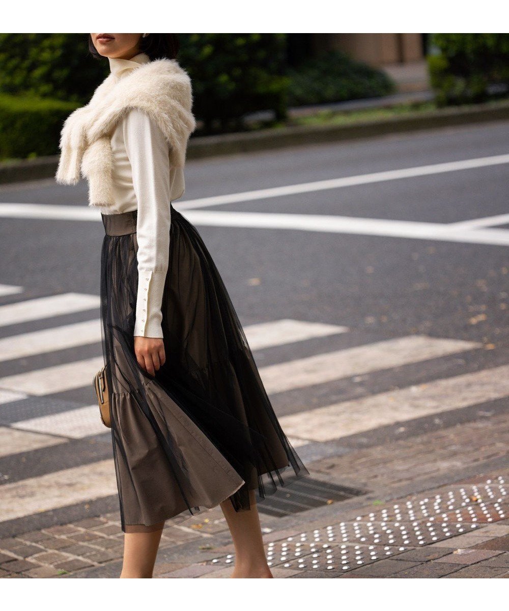 【組曲/KUMIKYOKU】のギャザーチュール ドラマティック スカート インテリア・キッズ・メンズ・レディースファッション・服の通販 founy(ファニー) ファッション Fashion レディースファッション Fashion for Women スカート Skirts シェイプ Shape, Slim Fit シャーリング Shirring, Ruched シンプル Simple, Minimal タフタ Taffeta, Structured Fabric チュール Tulip, Tulip Motif ティアード Tiered, Tiered Style ヨーク Yoke, Yoke Design A/W・秋冬 Autumn/Winter S/S・春夏 SS, Spring/Summer, Warm Season 夏 Summer ベージュ×ブラック系8|ID: prp329100004094086 ipo3291000000034308912