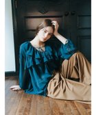 【イェッカ ヴェッカ/YECCA VECCA】のラッフルストリングシアーブラウス 人気、トレンドファッション・服の通販 founy(ファニー) ファッション Fashion レディースファッション WOMEN トップス・カットソー Tops/Tshirt シャツ/ブラウス Shirts/Blouses A/W・秋冬 Aw・Autumn/Winter・Fw・Fall-Winter おすすめ Recommend エアリー Airy シフォン Chiffon シンプル Simple フェミニン Feminine ボトム Bottom ポケット Pocket リボン Ribbon thumbnail Blue Green|ID: prp329100004095403 ipo3291000000027765362