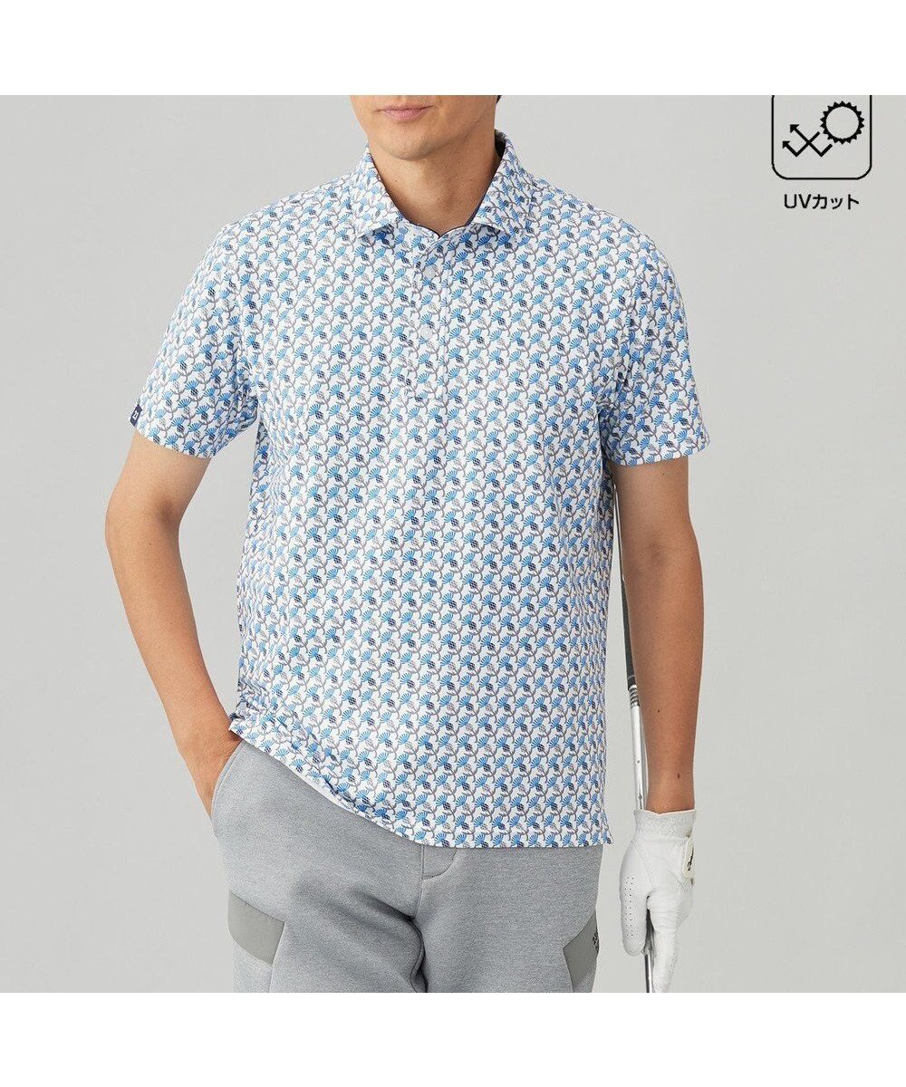 【23区 ゴルフ/23区GOLF / MEN】の【MEN】【吸水速乾/UVカット】アザミ小紋柄半袖ポロシャツ 人気、トレンドファッション・服の通販 founy(ファニー) 　ファッション　Fashion　メンズファッション　MEN　トップス・カットソー　Tops/Tshirt/Men　シャツ　Shirts　ポロシャツ　Polo Shirts　A/W・秋冬　Aw・Autumn/Winter・Fw・Fall-Winter　おすすめ　Recommend　なめらか　Smooth　ストレッチ　Stretch　ベスト　Vest　ポロシャツ　Polo Shirt　モチーフ　Motif　半袖　Short Sleeve　吸水　Water Absorption　 other-1|ID: prp329100004096791 ipo3291000000027782231