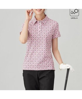 【23区 ゴルフ/NIJYUSANKU GOLF】の【WOMEN】【吸水速乾/UVカット】アザミ小紋柄半袖ポロシャツ 人気、トレンドファッション・服の通販 founy(ファニー) ファッション Fashion レディースファッション WOMEN トップス・カットソー Tops/Tshirt シャツ/ブラウス Shirts/Blouses ポロシャツ Polo Shirts A/W・秋冬 Aw・Autumn/Winter・Fw・Fall-Winter おすすめ Recommend なめらか Smooth ストレッチ Stretch ベスト Vest ポロシャツ Polo Shirt モチーフ Motif 半袖 Short Sleeve 吸水 Water Absorption |ID:prp329100004096861