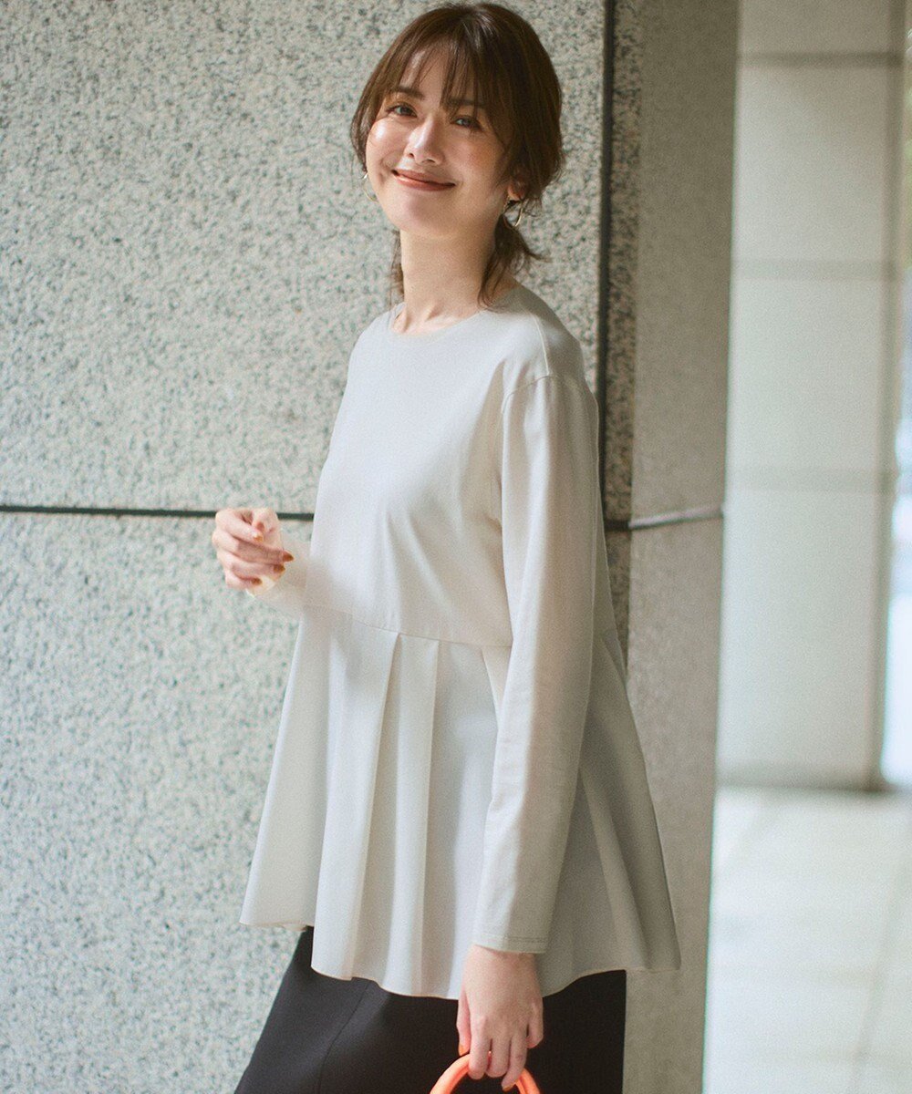 【23区/NIJYUSANKU】の【ご好評につき新色追加】ナチュラルコットンベアコンビ ペプラム カットソー インテリア・キッズ・メンズ・レディースファッション・服の通販 founy(ファニー) 　ファッション　Fashion　レディースファッション　Fashion for Women　トップス・カットソー　Cut & Sew Tops　シャツ・ブラウス・オフィスカジュアル　Elegant Blouses & Button-Ups　ロングTシャツ・Tシャツ　Longline T-Shirts & Tees　カットソー・ベーシックTシャツ　Cut-and-Sewn Tops / Stretch Tees & Basics　オレンジ　Orange　カットソー　Cut and Sewn Top　カーディガン　Cardigan, Knitwear　スウェット / スエット　Sweatshirt, Sweatwear　ストレッチ　Stretch, Stretchy Fabric　ノースリーブ　Sleeveless, No-Sleeve　フレア　Flare, Flared　ペプラム　Peplum, Flared Hem　レース　Lace, Lace Fabric　ロング　Long, Long-Length　A/W・秋冬　Autumn/Winter　S/S・春夏　SS, Spring/Summer, Warm Season　おすすめ　Recommended / Our Picks　夏　Summer　アイボリー系|ID: prp329100004096913 ipo3291000000033858358