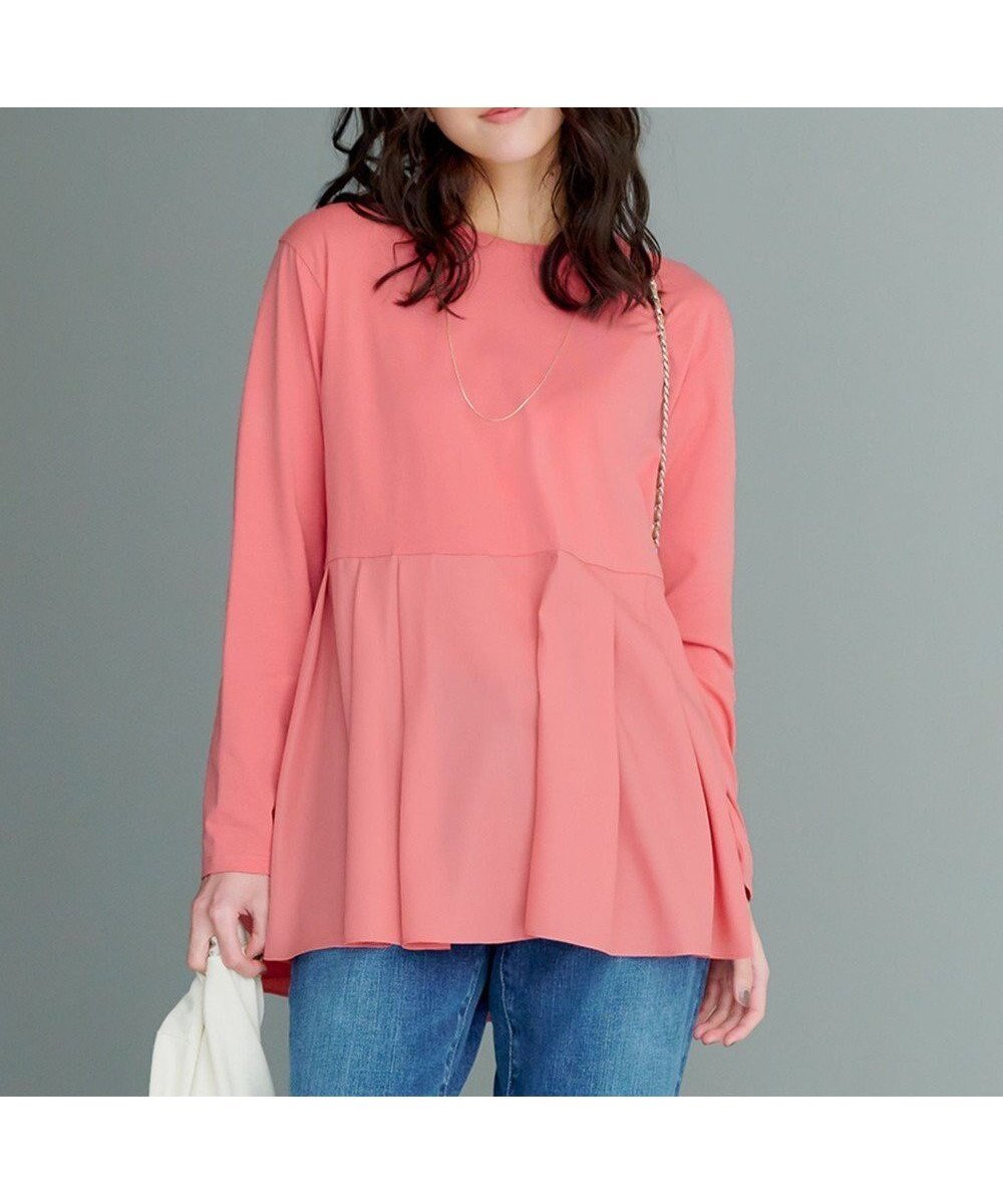 【23区/NIJYUSANKU】の【ご好評につき新色追加】ナチュラルコットンベアコンビ ペプラム カットソー インテリア・キッズ・メンズ・レディースファッション・服の通販 founy(ファニー) 　ファッション　Fashion　レディースファッション　Fashion for Women　トップス・カットソー　Cut & Sew Tops　シャツ・ブラウス・オフィスカジュアル　Elegant Blouses & Button-Ups　ロングTシャツ・Tシャツ　Longline T-Shirts & Tees　カットソー・ベーシックTシャツ　Cut-and-Sewn Tops / Stretch Tees & Basics　オレンジ　Orange　カットソー　Cut and Sewn Top　カーディガン　Cardigan, Knitwear　スウェット / スエット　Sweatshirt, Sweatwear　ストレッチ　Stretch, Stretchy Fabric　ノースリーブ　Sleeveless, No-Sleeve　フレア　Flare, Flared　ペプラム　Peplum, Flared Hem　レース　Lace, Lace Fabric　ロング　Long, Long-Length　A/W・秋冬　Autumn/Winter　S/S・春夏　SS, Spring/Summer, Warm Season　おすすめ　Recommended / Our Picks　夏　Summer　[WEB限定]オレンジ系|ID: prp329100004096913 ipo3291000000035534590