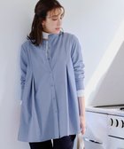 【ティアクラッセ/Tiaclasse】の【洗える】-TiaBASIC-バンドカラーシャツチュニックブラウス ブルー|ID: prp329100004097016 ipo3291000000027783483