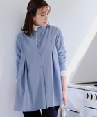 【ティアクラッセ/Tiaclasse】の【洗える】-TiaBASIC-バンドカラーシャツチュニックブラウス ブルー|ID: prp329100004097016 ipo3291000000031574910