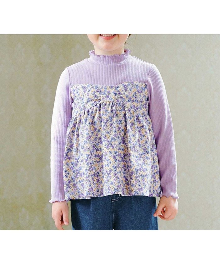 【エニファム/any FAM / KIDS】のドッキング花柄カットソー インテリア・キッズ・メンズ・レディースファッション・服の通販 founy(ファニー) https://founy.com/ ファッション Fashion キッズファッション KIDS トップス・カットソー Tops/Tees/Kids A/W・秋冬 Aw・Autumn/Winter・Fw・Fall-Winter おすすめ Recommend カットソー Cut And Sew ガーリー Girly スカラップ Scalloped デニム Denim ドッキング Docking ポケット Pocket |ID: prp329100004101570 ipo3291000000028740277