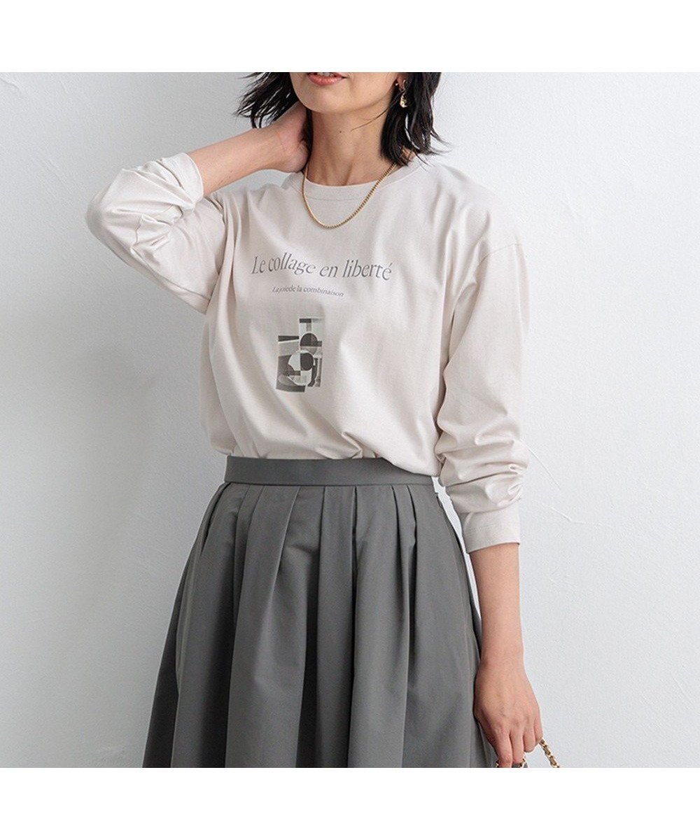 【23区/NIJYUSANKU】の【洗える】Le collage ロゴロンTEE インテリア・キッズ・メンズ・レディースファッション・服の通販 founy(ファニー) 　ファッション　Fashion　レディースファッション　WOMEN　トップス・カットソー　Tops/Tshirt　シャツ/ブラウス　Shirts/Blouses　ロング / Tシャツ　T-Shirts　カットソー　Cut and Sewn　インナー　Inner　洗える　Washable　カットソー　Cut And Sew　グラフィック　Graphic　ジャケット　Jacket　スリット　Slit　ブルゾン　Blouson　A/W・秋冬　Aw・Autumn/Winter・Fw・Fall-Winter　冬　Winter　再入荷　Restock/Back In Stock/Re Arrival　2024年　2024　2024-2025秋冬・A/W　Aw/Autumn/Winter/Fw/Fall/2024-2025　ベージュ系|ID: prp329100004105812 ipo3291000000031837237
